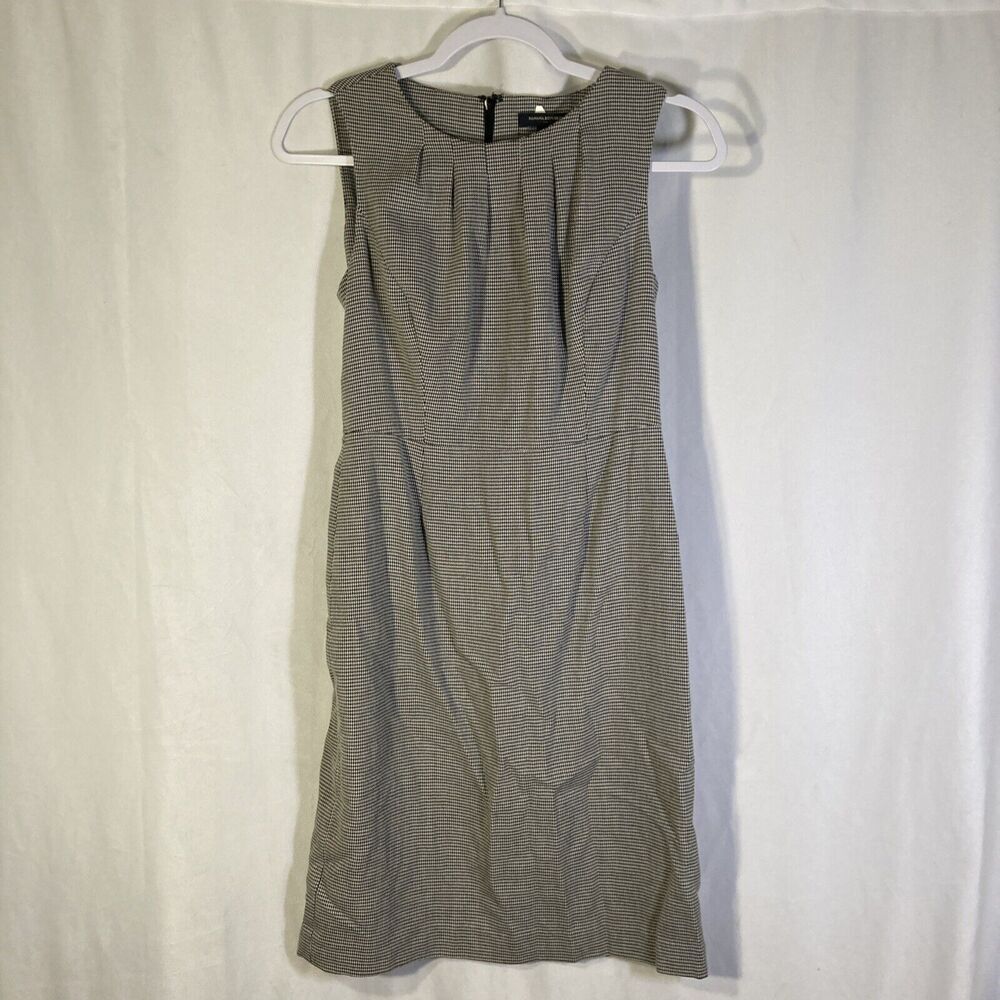 BANANA REPUBLIC white black hounds tooth check sleeveless shift dress 2